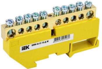 Изображение Шина PE "земля" на DIN-изол. ШНИ-8х12-10-Д-Ж IEK YNN10-812-10D-K05