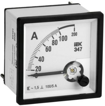 Изображение Амперметр Э47 72х72мм 100/5А кл. точн. 1.5 IEK IPA10-6-0100-E
