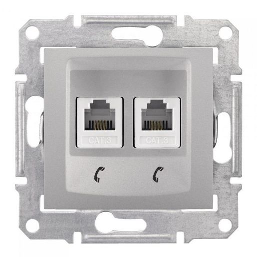 Изображение Розетка телефонная 2-м СП Sedna RJ11 механизм алюм. SchE SDN4201160
