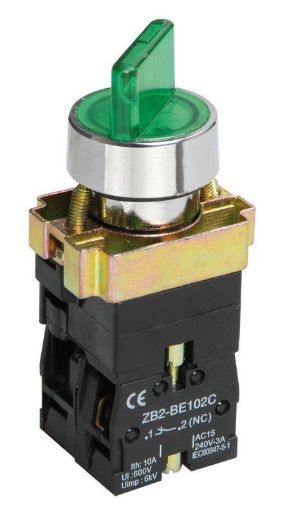 Изображение Переключатель LAY5-BK2365 на 2 полож. 1НО+1НЗ зел. IEK BSW90-BK-2-K06