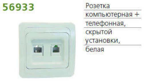 Изображение Розетка компьютерная + телефонная 2-м СП Classic POWERMAN 1151436