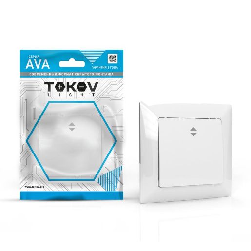 Изображение Переключатель проходной 1-кл. СП AVA 10А IP20 в сборе бел. TOKOV LIGHTTKL-AV-P1F-C01