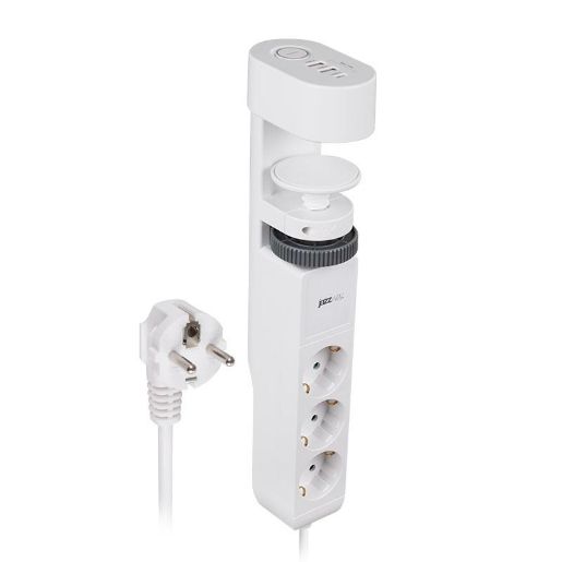 Изображение Удлинитель 3х1.5м на струбцине с заземл. с выкл. 3 USB выхода (2А+1С) IP20 ПВС 3х1 ETD-03U-150-wh (3х1.5) бел. JAZZway 5059535