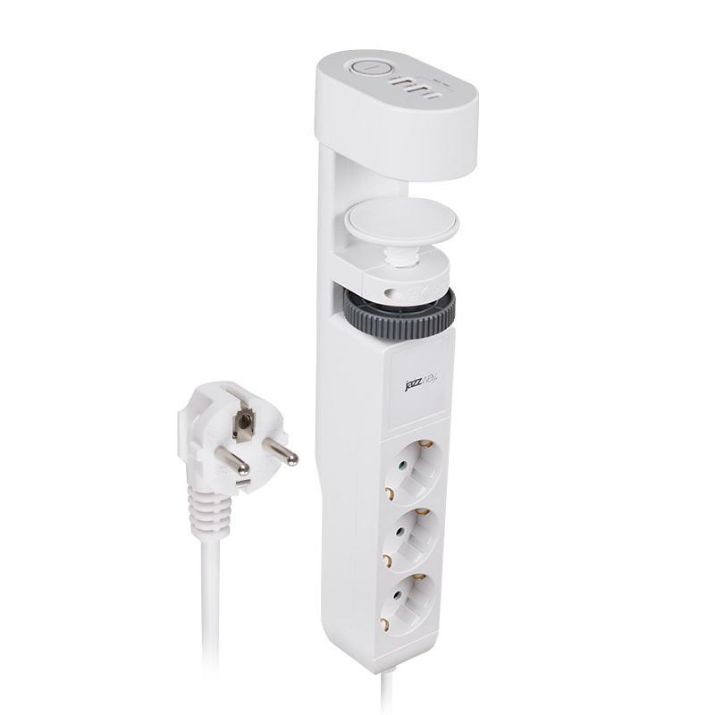 Изображение Удлинитель 3х1.5м на струбцине с заземл. с выкл. 3 USB выхода (2А+1С) IP20 ПВС 3х1 ETD-03U-150-wh (3х1.5) бел. JAZZway 5059535