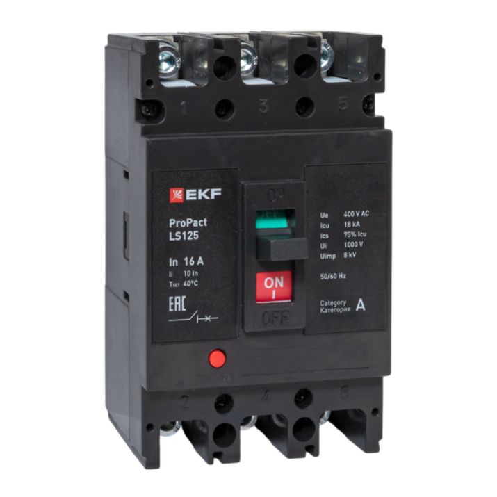 Изображение Выключатель автоматический 3п 16А 18кА LS125 ProPact EKF mccb-125-18-3-16-ls