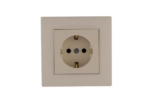 Изображение Розетка 1-м Karea RIZZ с заземл. керамика крем Makel 88010008