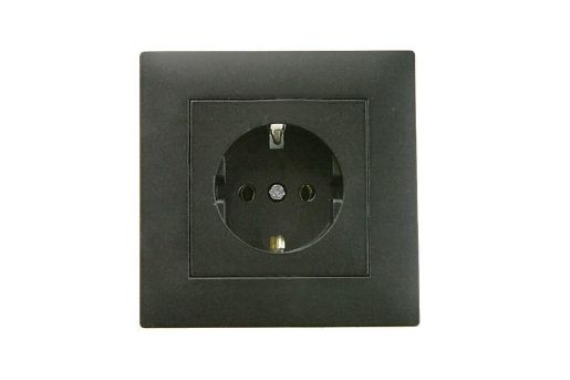 Изображение Розетка 1-м Karea RIZZ STAR с заземл. чер. Makel 88054028
