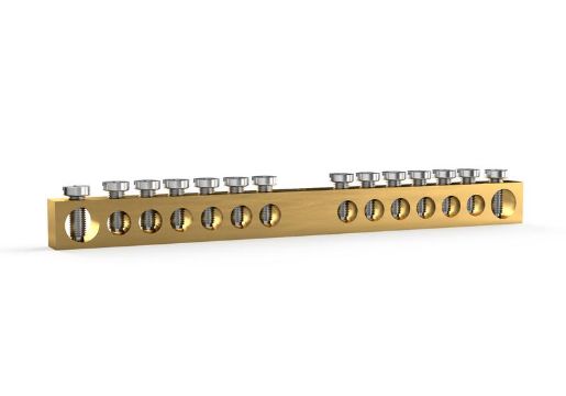 Изображение Шина PEN "земля-ноль" 6х9мм 14 отвер. латунь TOKOV ELECTRIC TKE-BCB-69-14-N/PEN