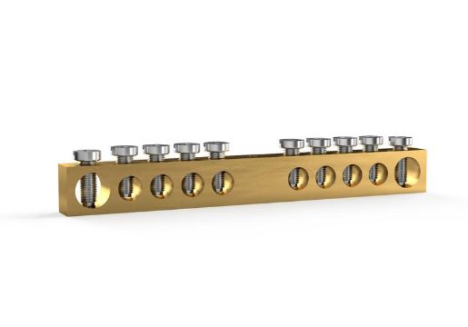 Изображение Шина PEN "земля-ноль" 6х9мм 10 отвер. латунь TOKOV ELECTRIC TKE-BCB-69-10-N/PEN