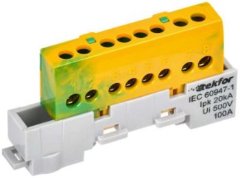 Изображение Шина PE "земля" изол. на универс. держ. 6х9-8-ЖЗ TEKFOR IEK TF-NN10-08-KL-K52