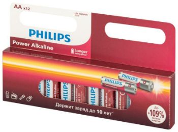 Изображение Элемент питания алкалиновый AA/LR6 1.5В Power (блист. 12шт) Philips Б0064661