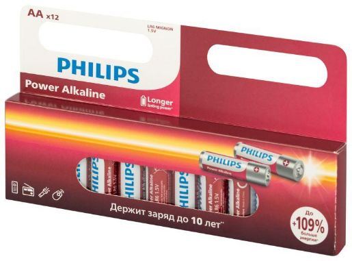 Изображение Элемент питания алкалиновый AA/LR6 1.5В Power (блист. 12шт) Philips Б0064661