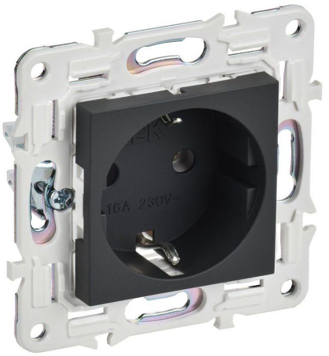 Изображение Розетка SKANDY 16А с заземл. без защ. шторок SK-R05G графит IEK SK-R11-16-K53