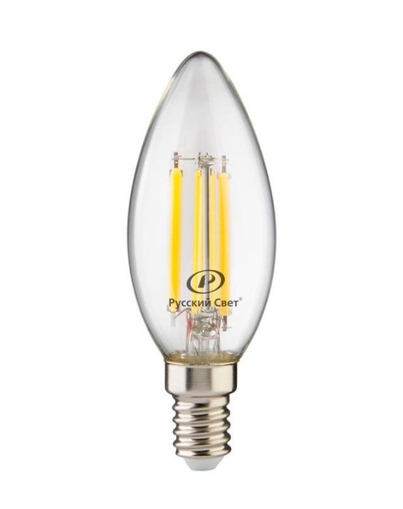 Изображение Лампа светодиодная филаментная RS F B35 E14 7W 220-240V 2700К 7Вт свеча 810лм Ra 90 Русский Свет 15011145088
