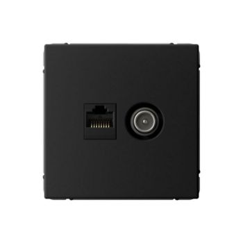 Изображение Розетка компьютерная + телевизионная 2-м ArtGallery RJ45 + TV кат.5E карбон SE GAL001089
