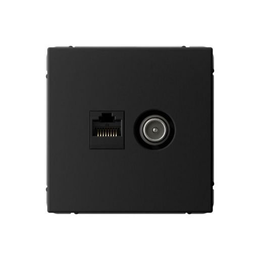 Изображение Розетка компьютерная + телевизионная 2-м ArtGallery RJ45 + TV кат.5E карбон SE GAL001089