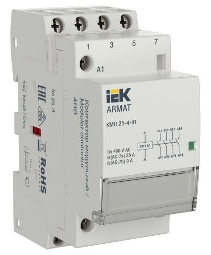 Изображение Контактор модульный KMR 25А 230В AC 4НО ARMAT IEK AR-KMR10-025-40-230