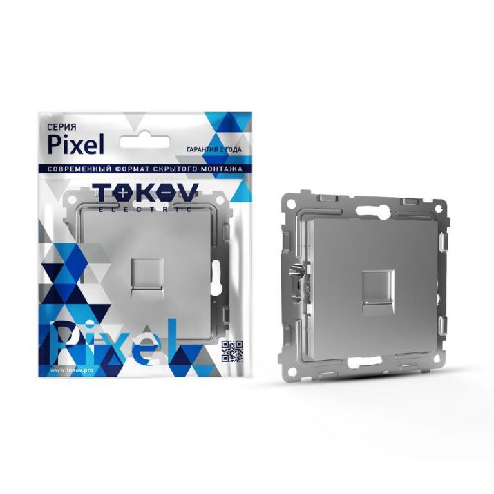 Изображение Розетка компьютерная 1-м СП Pixel RJ45 кат.5E механизм алюм. TOKOV ELECTRIC TKE-PX-RC1-C03