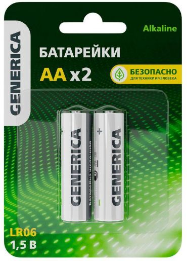 Изображение Элемент питания алкалиновый AA/LR6 Alkaline (блист.2шт) GENERICA ABT-LR06-ST-L02-G