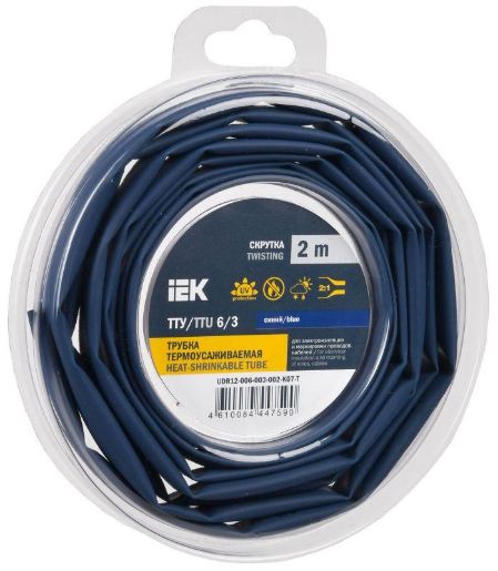 Изображение Трубка термоусадочная ТТУ нг-LS 6/3 син. (уп.2м) IEK UDR12-006-003-002-K07-T