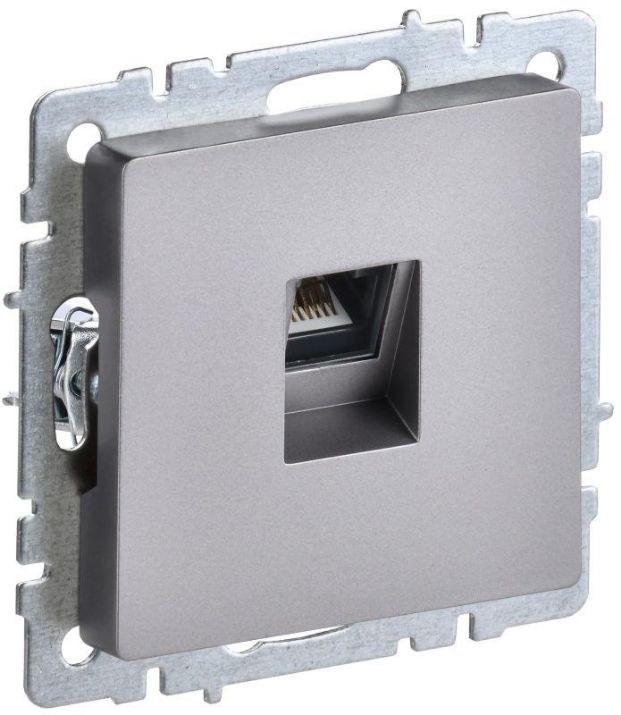 Изображение Розетка компьютерная СП RJ45 кат.6 BRITE РК11-БрС механизм сталь IEK BR-K10-2-K46
