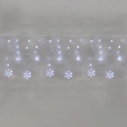 Изображение Гирлянда светодиодная "Бахрома" со снежинками 2.4х0.9м 150LED бел. 7.5Вт 230В IP20 с контроллером 8 режимов Neon-Night 255-075