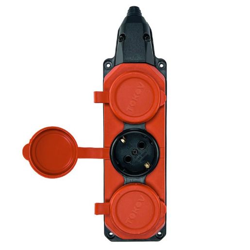 Изображение Колодка удлинителя 3-м с заземл. 16А IP44 каучук красн. TOKOV TKE-C13-KK3-Z