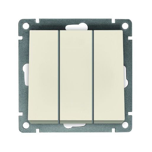 Изображение Выключатель 3-кл. СП Афина 10А IP20 механизм сл. кость (ivory) Universal A0043-I