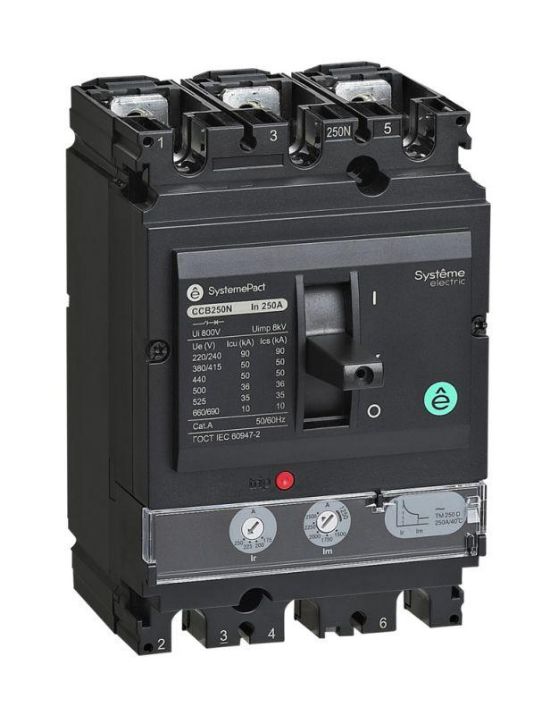 Изображение Выключатель автоматический SYSTEMEPACT CCB250 36кА 3P3D TMD200 рычаг SE SPC250F200L3DF