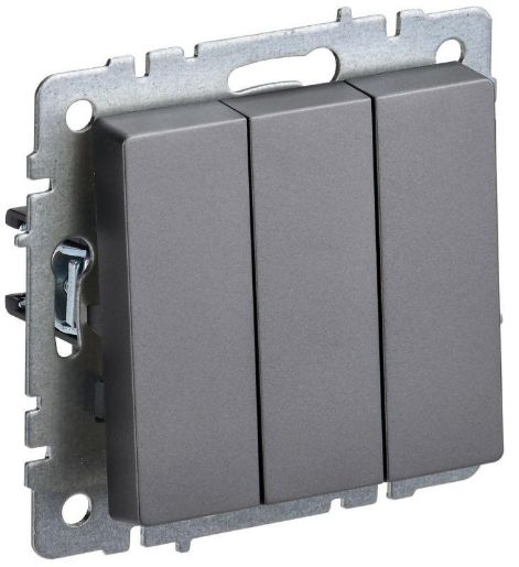 Изображение Выключатель 3-кл. СП BRITE ВС10-3-0-БрС 10А механизм сталь IEK BR-V30-0-10-K46