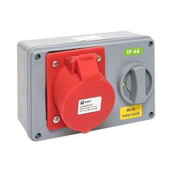 Изображение Розетка 1425 3Р+РЕ+N 32А 380В IP44 с блокировкой и выкл. EKF ps-1425-32-380
