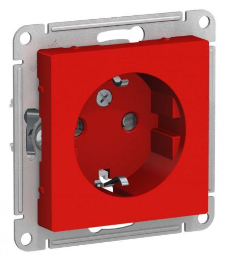 Изображение Розетка 1-м СП AtlasDesign 16А IP20 с заземл. защ. шторки механизм красн. SE ATN002045