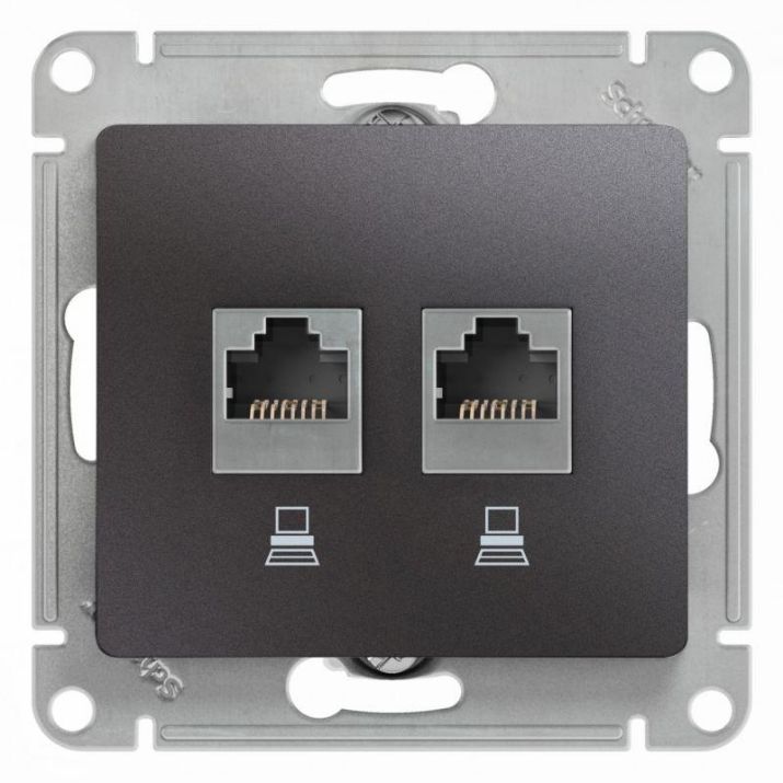 Изображение Розетка компьютерная 2-м Glossa RJ45 кат.5E механизм графит SE GSL001385KK