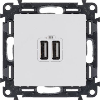 Изображение Розетка USB 2-м Valena Life 240В/5В 2400мА с лицев. панелью механизм бел. Leg 753412