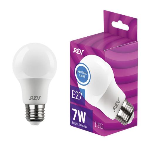 Изображение Лампа светодиодная LED-A60 7Вт грушевидная 4000К нейтр. бел. E27 560лм 180-240В REV 32265 8