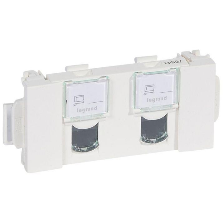 Изображение Розетка компьютерная 2-м СП 4мод. Mosaic RJ45 кат.5E UTP CD с механизмом быстр. подключ. механизм бел. Leg 076541