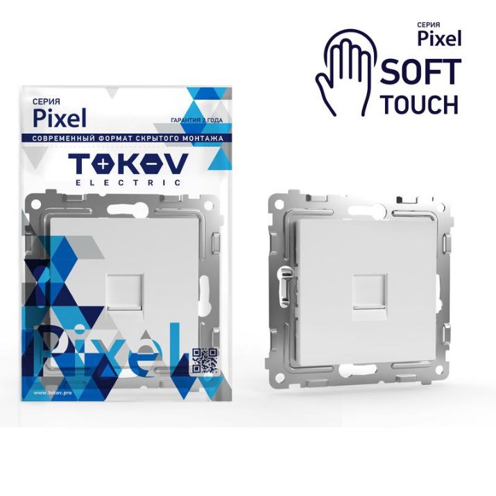 Изображение Розетка телефонная 1-м СП Pixel RJ11 механизм айс TOKOV ELECTRIC TKE-PX-RT1-C34