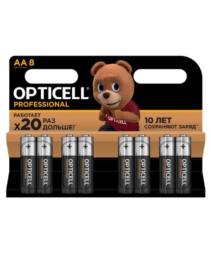 Изображение Элемент питания алкалиновый AA/LR6 (блист. 8шт) Professional Opticell 5052007