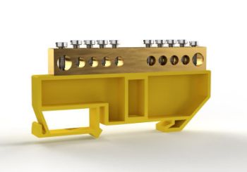 Изображение Шина PE "земля" на DIN-изоляторе 8х12мм 10 отвер. латунь TOKOV ELECTRIC TKE-BCB-812-10-DIN/PE