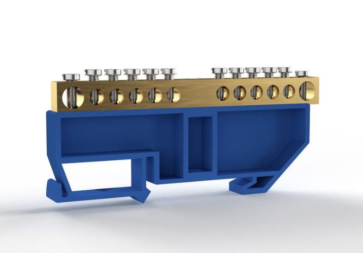 Изображение Шина нулевая на DIN-изоляторе 6х9мм 12 отвер. латунь TOKOV ELECTRIC TKE-BCB-69-12-DIN/N
