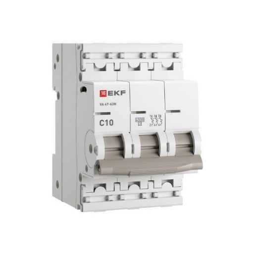 Изображение Выключатель автоматический 3п C 10А 4.5кА ВА 47-63N PROxima EKF M634310C