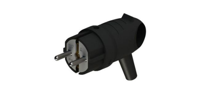 Изображение Вилка угловая MultiSet 16А 250В IP44 с заземл. каучук черн. SE MST1102BK