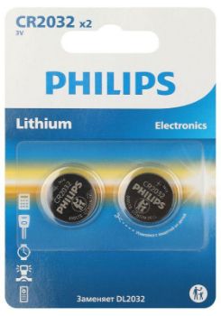 Изображение Элемент питания литиевый CR2032 (блист. 2шт) Philips Б0062716