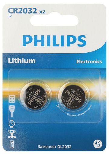 Изображение Элемент питания литиевый CR2032 (блист. 2шт) Philips Б0062716
