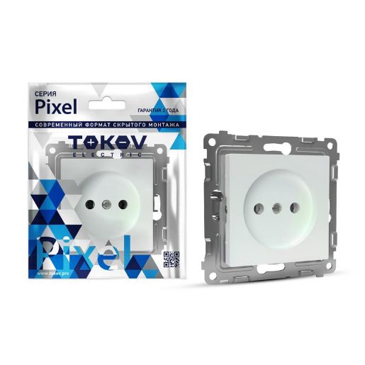 Изображение Розетка 1-м СП Pixel 16А IP20 без заземл. механизм перламутр. TOKOV ELECTRIC TKE-PX-R1-C04