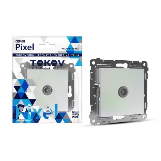 Изображение Розетка TV проходная СП Pixel 4DB механизм перламутр. TOKOV ELECTRIC TKE-PX-A1P-C04