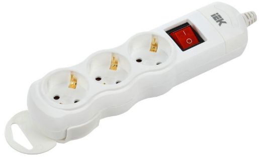 Изображение Колодка удлинителя 3-мест. с заземл. с выкл. РПр03В IEK WYP10-D-KP-16-03-ZKS-K01
