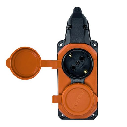 Изображение Колодка удлинителя 2-м с заземл. 16А IP44 каучук оранж. TOKOV TKE-C10-KK2-Z
