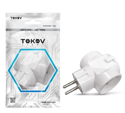 Изображение Разветвитель 3-м без заземл. 10А 250В IP20 ABS-пластик бел. TOKOV ELECTRIC TKL-S3C-C01