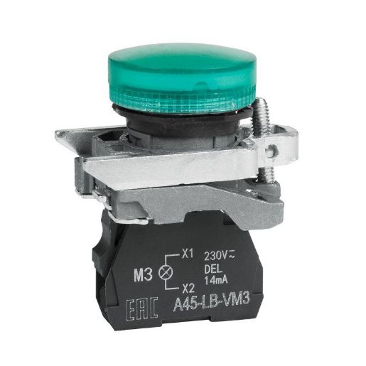 Изображение Лампа сигнальная OptiSignal D22 C4-L-M3 зел. металл 230-240VAC XB4BVM3 КЭАЗ 332174